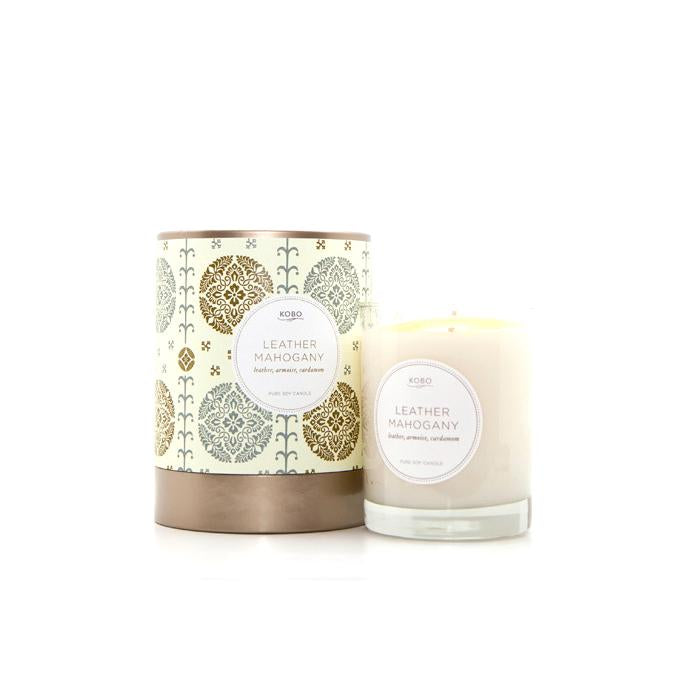 Soy Candle Leather Mahogony