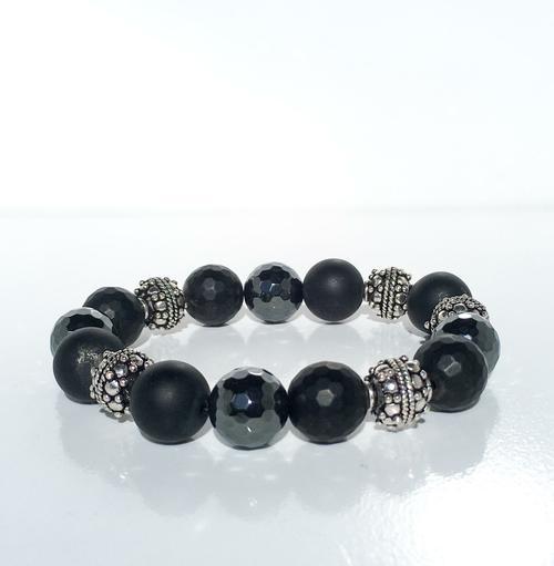 Silver/Onyx/Hematite 7.5