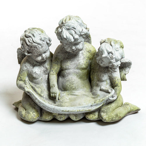 Three Cherub Birdfeeder Religious Sculpture