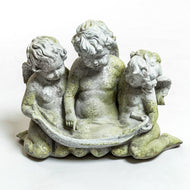 Three Cherub Birdfeeder Religious Sculpture