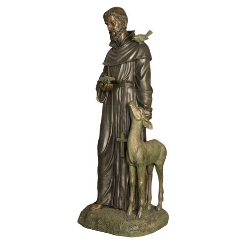 St. Francis petting Deer Religious Sculpture